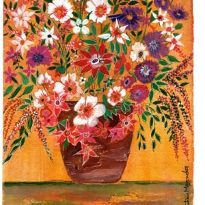 FLOWERS IN A BROWN VASE