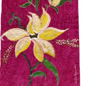 FLOROCENT GREEN FLOWERS ON PURPLE BACKGROUND