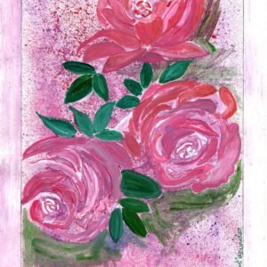 ROSES ON A PINK SPRINKLED BACKGROUND