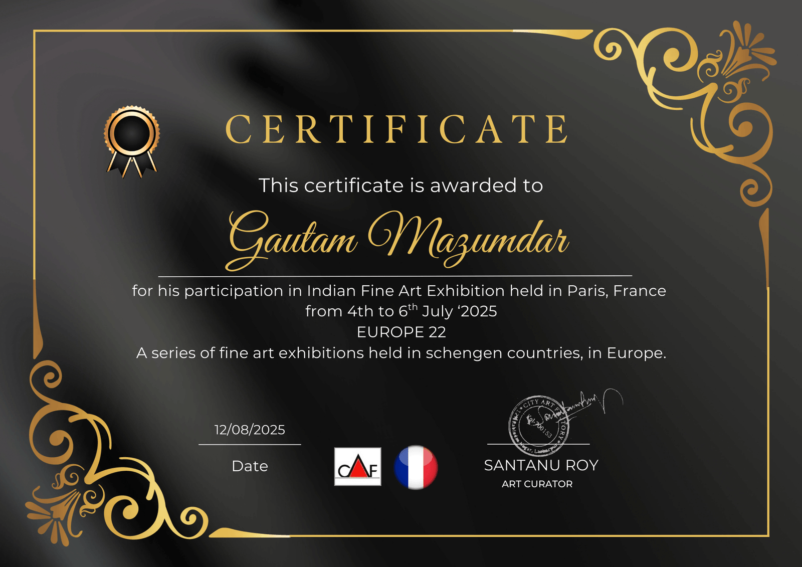 Fine Art July Certificate - Gautam Mazumdar