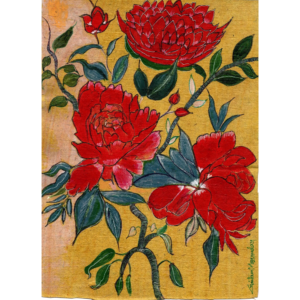 Red flowers on yellow background