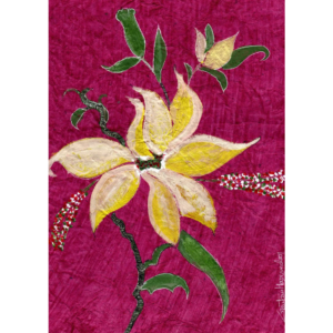 FLOROCENT GREEN FLOWERS ON PURPLE BACKGROUND