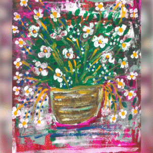 THE BROWN BASKET FULL OF PURPLE FLOWERS - 1
