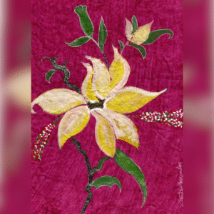 FLOROCENT GREEN FLOWERS ON PURPLE BACKGROUND