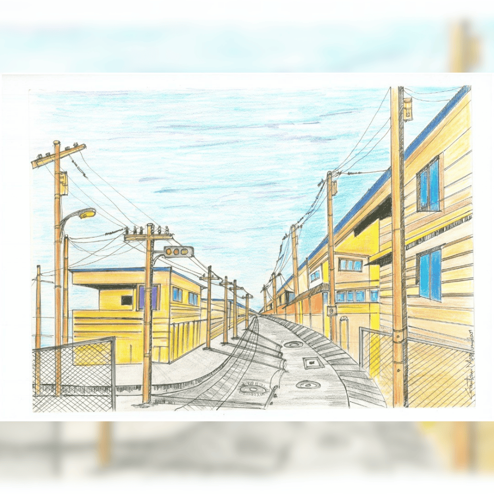 The Empty Street with Light Poles