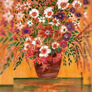 Flowers in a Brown Vase