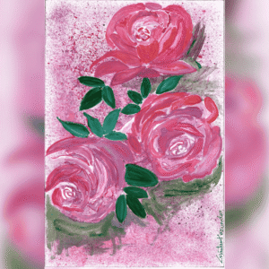 Roses on a Pink Sprinkled Background