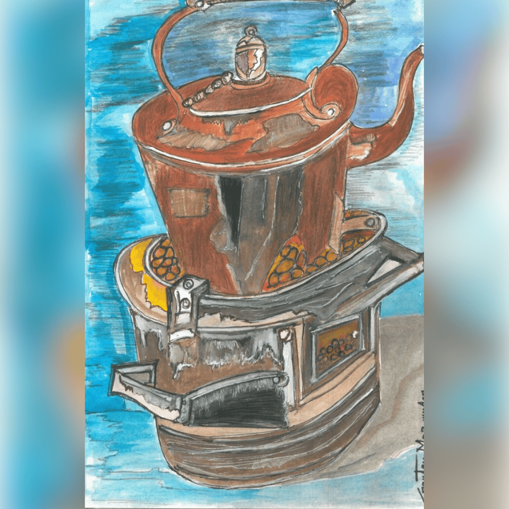 THE KETTEL ON A COAL STOVE painting