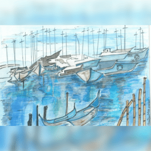The Boats on the Dock painting
