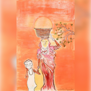 The Child with Mask and Mother