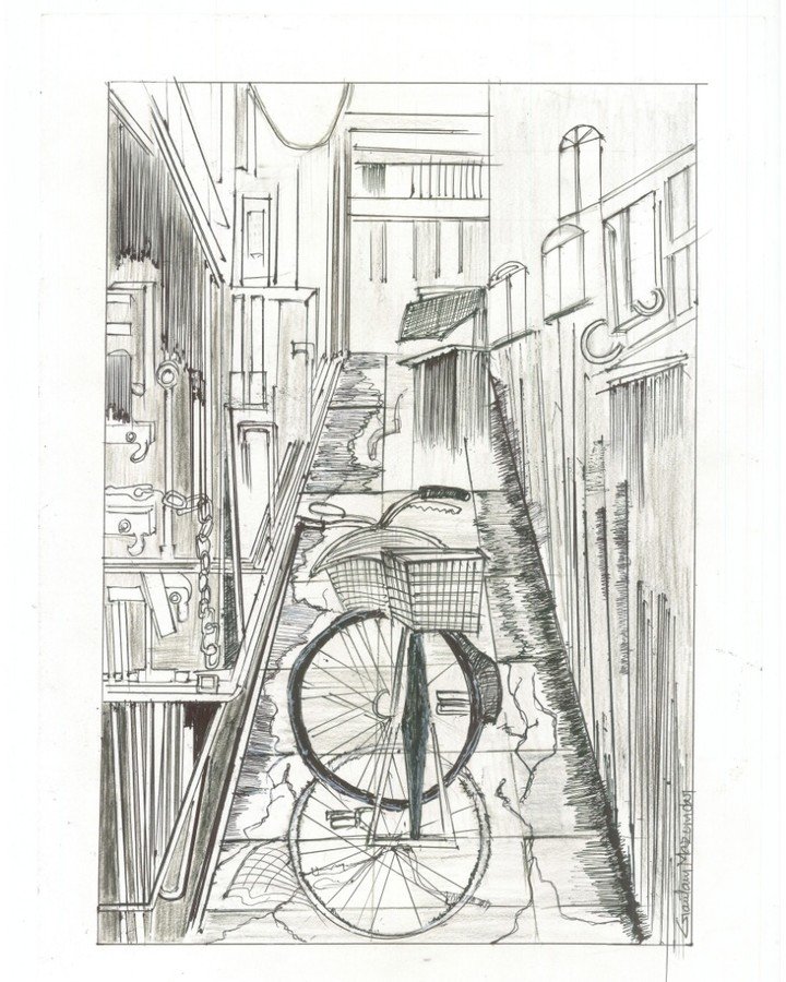 The Cycle with Basket painting