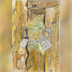 The Double Lock Wooden Door painting