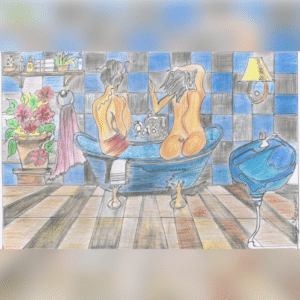 The Women In Bath Tub painting