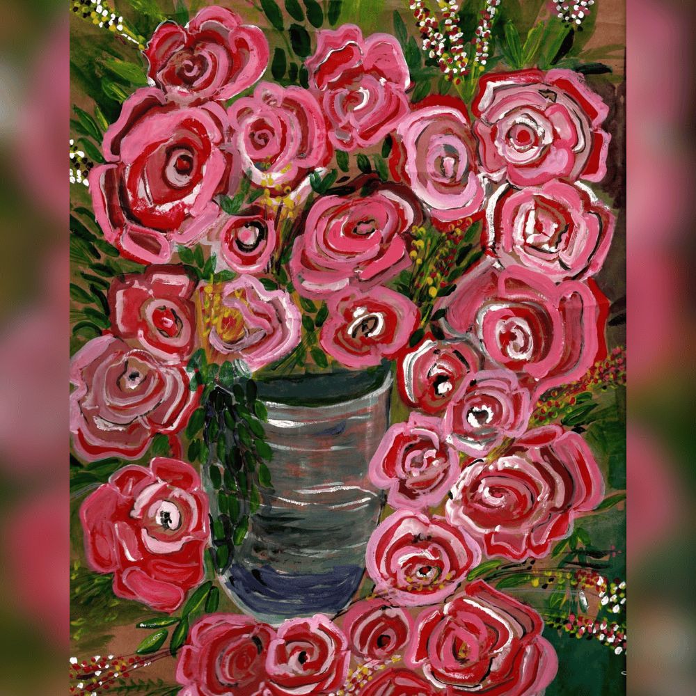 Top to Bottom Roses painting